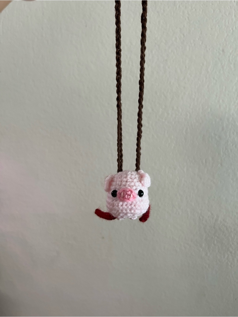 Handmade crochet super pig car hanger
